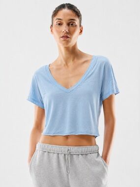 BP Nordstrom Cropped Tee Baby Blue NWT | Size Small | Soft V-Neck Basic